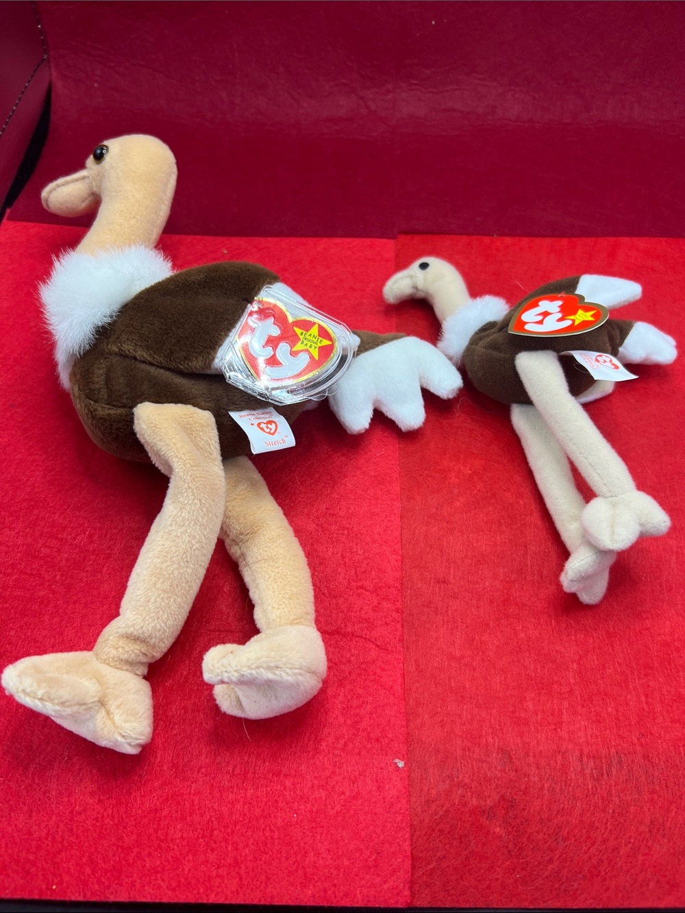 Ty Plush Ostrich Pair in Brown & Cream